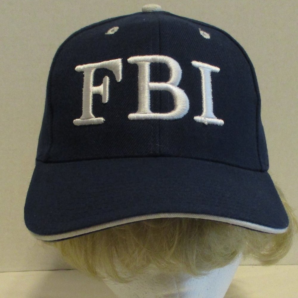 FBI Hat Men Adjustable Back Blue White Embroidered Travel Vacation Outdoors Hat